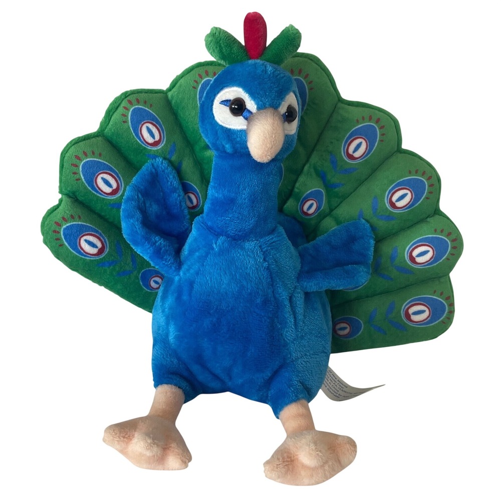Real Animal Peacock Plush Stuffed Toy Blue Green Bird 307376 9 Inch